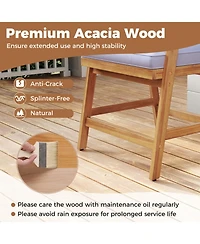 Gouun 5-Piece Acacia Wood and Pe Rattan Patio Dining Set with Cushions