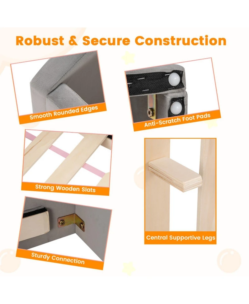 Gouun Upholstered Toddler Bed Frame with Safety Rails