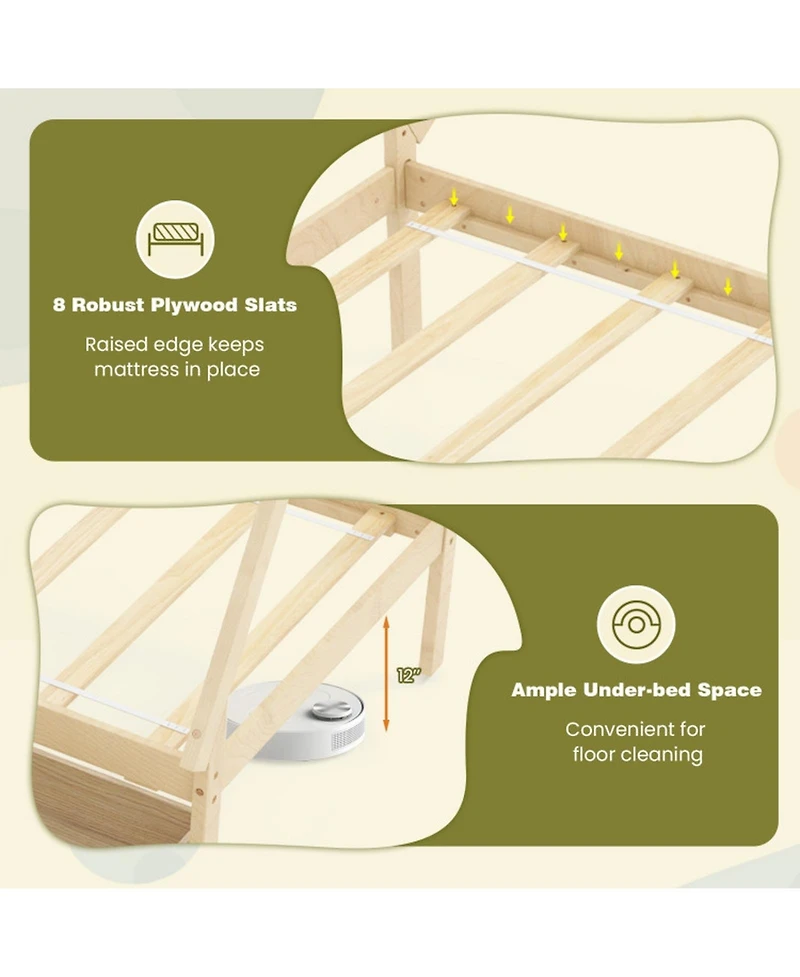 Gouun Tent Platform House Bed with Storage Drawers