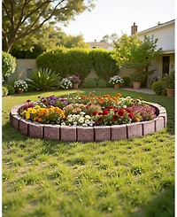 Sugift Faux Stone Landscape Edging, 46.8 x 3.9 in, Flexible Brick-Sized Lawn Edging