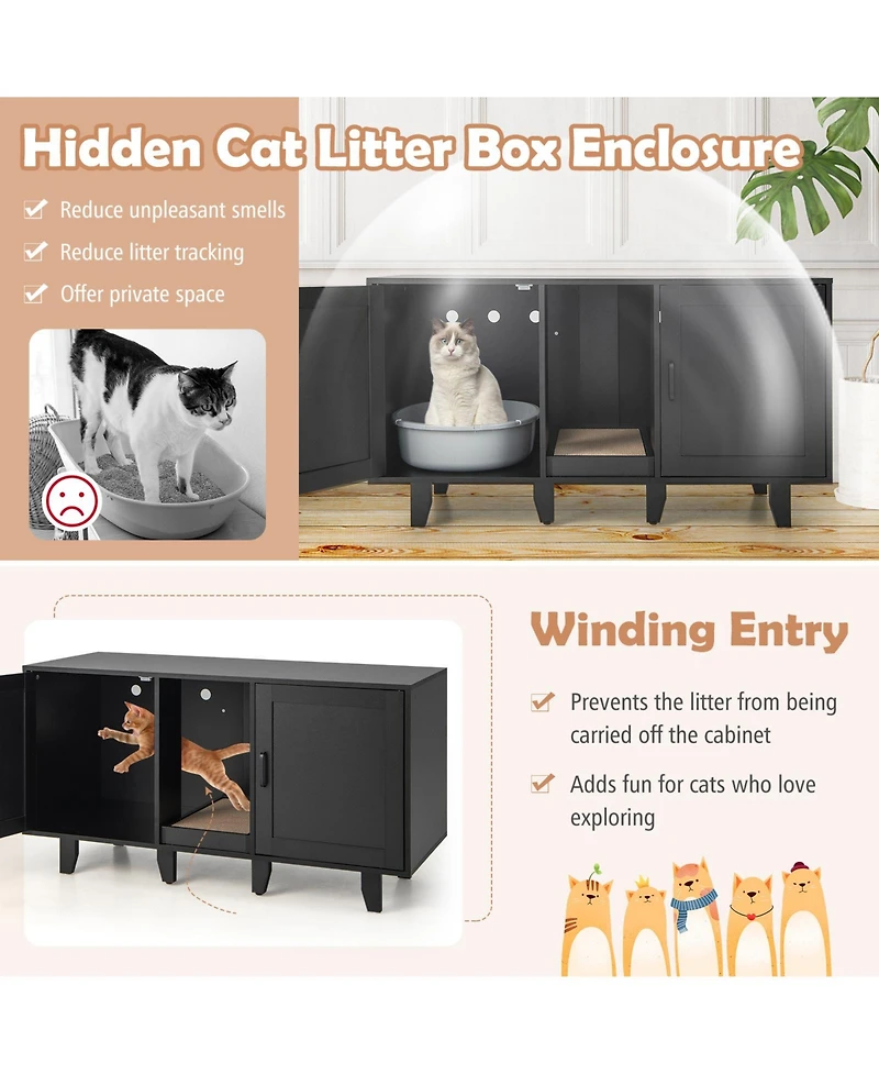 Cozito Cat Litter Box Enclosure 47.5 in 2 Door Stackable