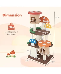 Cozito Cat Tree 4-in-1 Mushroom with 2 Condos and Platforms