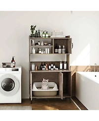 Cozito Cat Litter Box Enclosure 52 in Display Shelves Oak Style