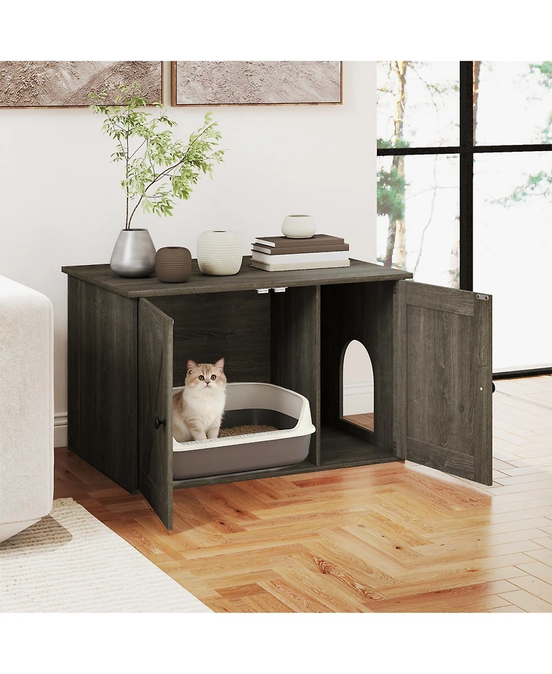 Cozito Hidden Cat Litter Box Enclosure 31.5 in with Divider