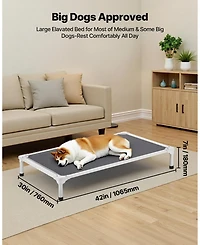 Gouun Portable Raised Dog Cot Size L, 42 x 30 Inch Elevated Pet Bed with 88 lbs Capacity Aluminum Frame