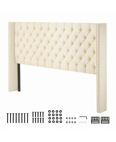 Gouun Diamond Tufted Upholstered Headboard with Adjustable Height, 84.1 in Wide