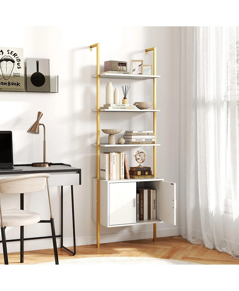 Sugift 72.5 Inch Tall Bookshelf with Cabinet Anti-Tipping Kits and Metal Frame