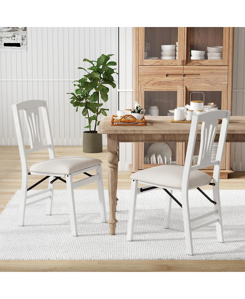 Sugift Folding Kitchen Chairs Set of 2 Upholstered Dining Chairs with Comfy Padded Seats