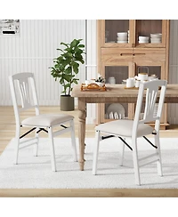 Sugift Folding Kitchen Chairs Set of 2 Upholstered Dining Chairs with Comfy Padded Seats