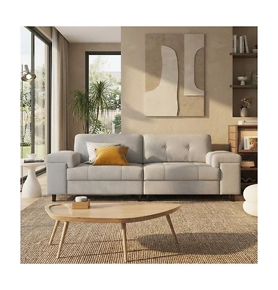 gaomon 85 Inch Modern 3 Seater Sofa Couch with Adjustable Armrests,Living Room Sofa with Plush Chenille Fabric,Couch with Button Tufted Backrest