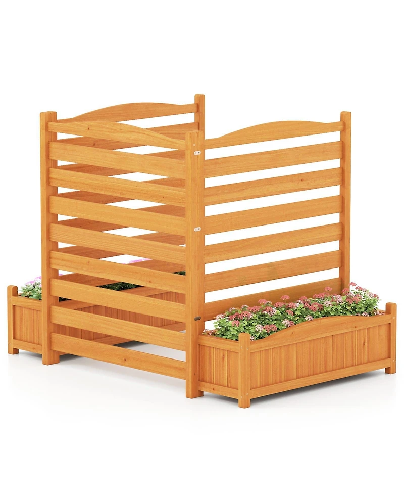 Sugift Three Panel Wood Air Conditioner Fence with Planter Box