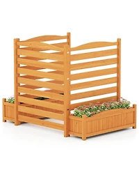 Sugift Three Panel Wood Air Conditioner Fence with Planter Box