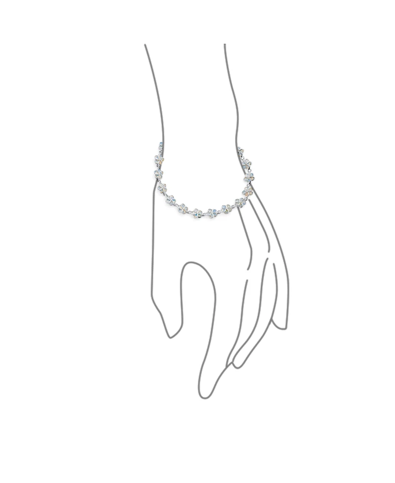 Bling Jewelry White Created Opal Hawaiian Plumeria Hawaiian Flower Bracelet .925 Sterling Silver