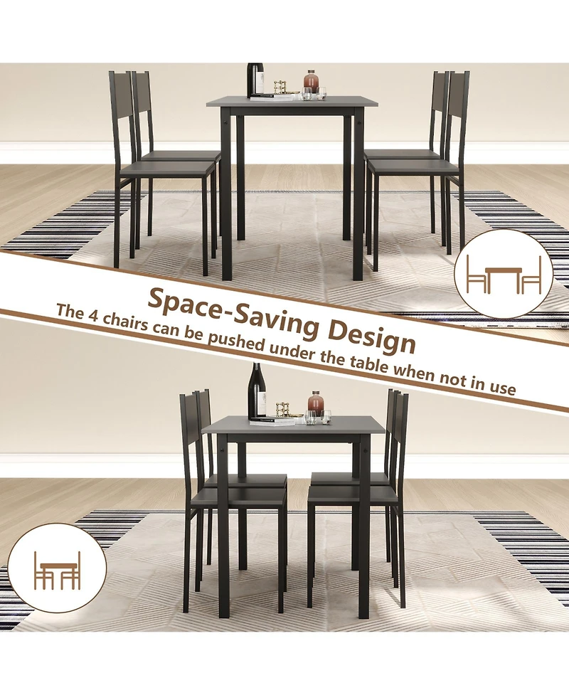 Sugift 5 Piece Dining Table Set Industrial Style Kitchen Table and Chairs for 4