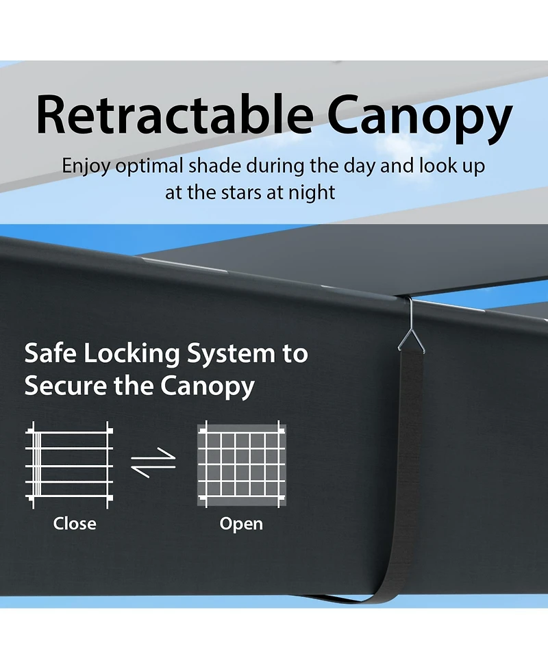 Sugift 10 x 13 Feet Outdoor Aluminum Retractable Pergola Canopy Shelter