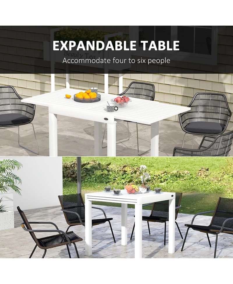 Outsunny Extendable Patio Dining Table for 4-6, Outdoor Dining Table,