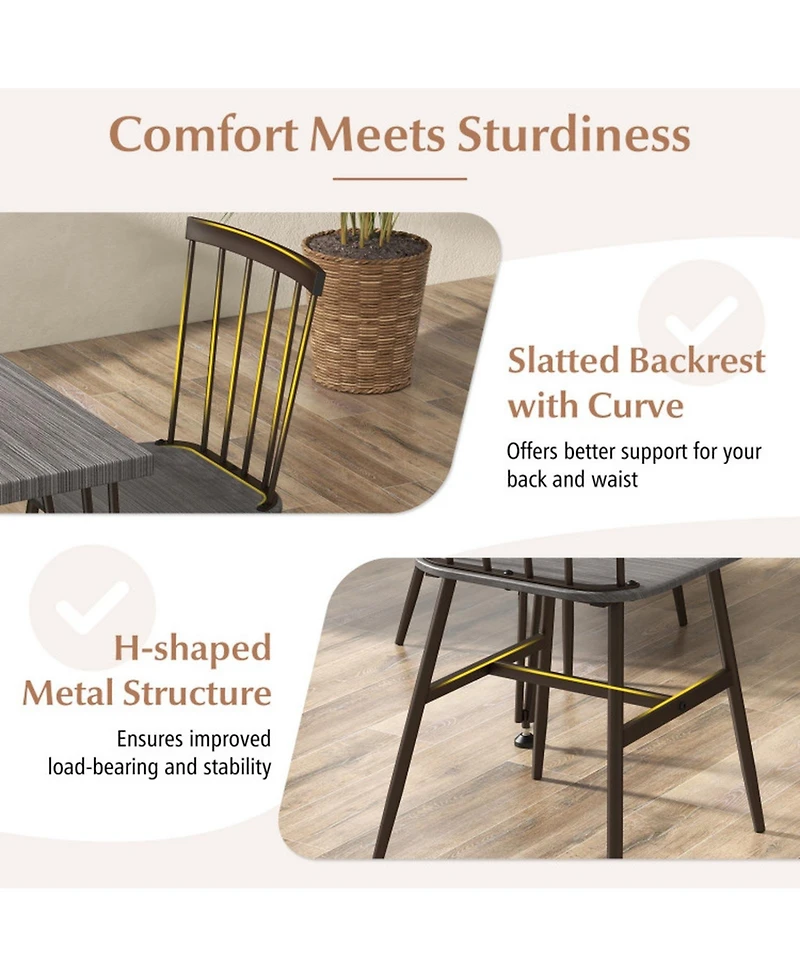 Gouun 5-Piece Kitchen Table Set with 4 High-Back Chairs and Anti-Slip Swivel Feet