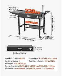 Ecooso Foldable Outdoor Grill Cart 31x17 Inch with Side Table and Hooks