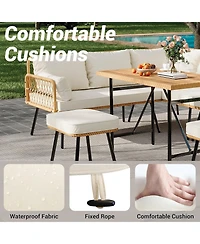 gaomon 6-Piece Patio Conversation Set with L-Shaped Sofa, Ottomans and Table