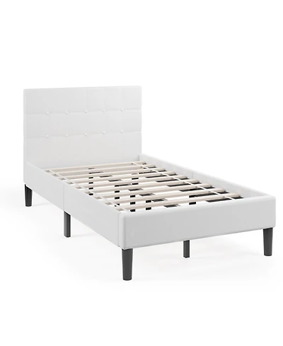 Sugift Platform Bed with Button Tufted Headboard