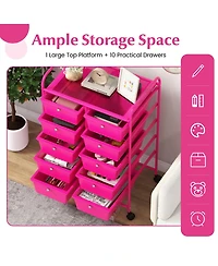 Sugift 10-Drawer Rolling Storage Cart