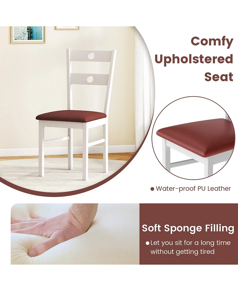 Sugift Wooden Dining Chairs Set of 2 Armless Kitchen Chairs with Hollowed Backrest