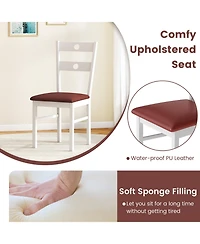 Sugift Wooden Dining Chairs Set of 2 Armless Kitchen Chairs with Hollowed Backrest