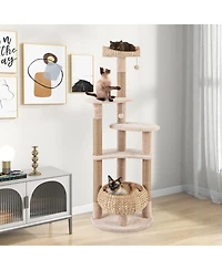 Cozito Cat Tree 59 in with Perch Soft Hammock and Condo Indoor