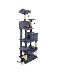 Cozito Cat Tree 58 inch Modern with Plush Perch and 2 Condos