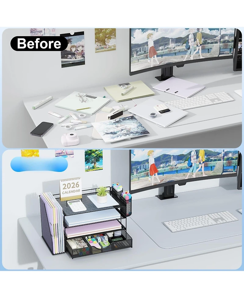 Gnuadz Desk Organizer File Holder 4-Tier Drawer Pen Paper Storage