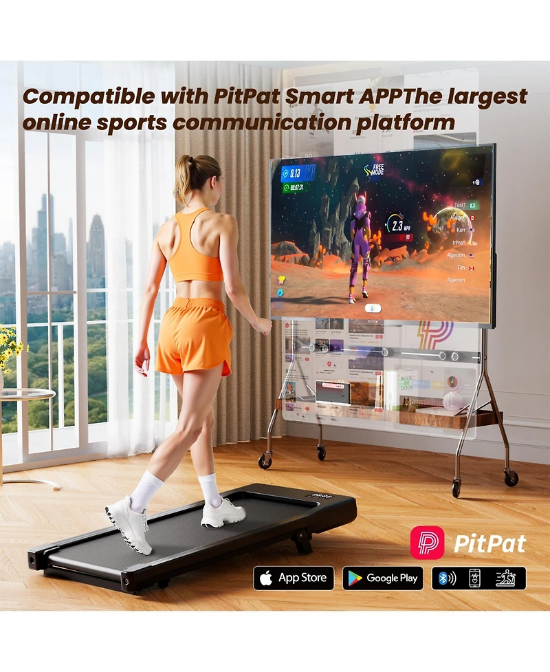Superun 15.55*35.43 inches Smart Under Desk Treadmill, Portable Treadmill for Office with Led Display & Remote Control