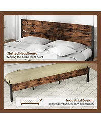 Sugift King Size Bed Frame with High Headboard and Mute Bar