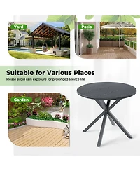 Gouun Round 33.5 in Patio Bistro Table with Wood-Like Top and Adjustable Feet