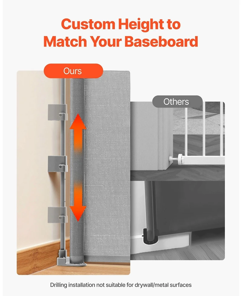 Cozito Retractable Baby Gate 38.5 in Tall Extends to 57 in Mesh