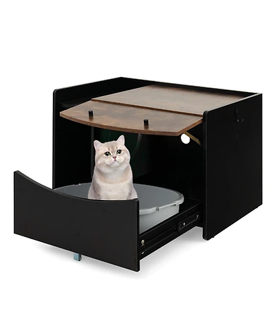 Cozito Cat Litter Box Enclosure Pull-Out Drawer Winding Entry