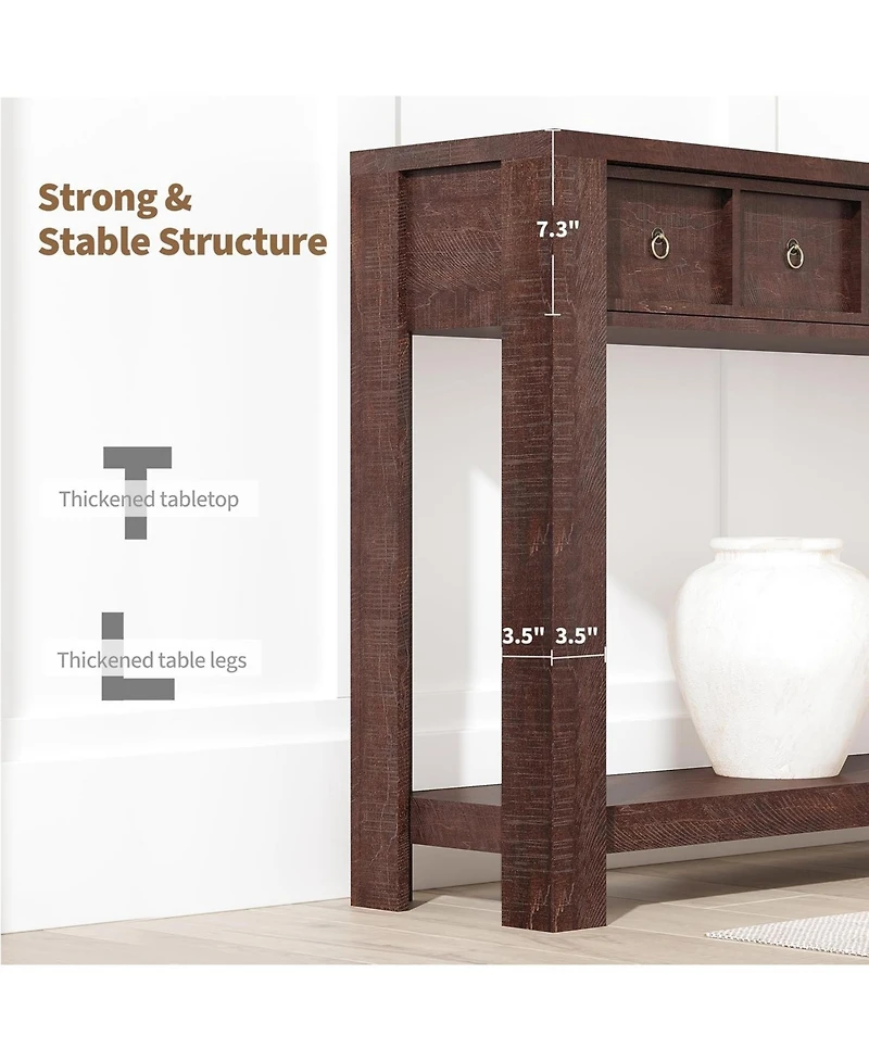 gaomon Entryway, Console Table Narrow Sofa Table Behind Couch, Farmhouse Entry Table with 2 Drawers, 2-Tier Open Shelf Hallway Foyer Table