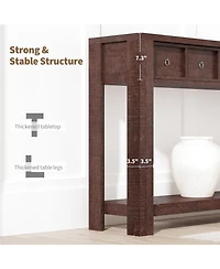 gaomon Entryway, Console Table Narrow Sofa Table Behind Couch, Farmhouse Entry Table with 2 Drawers, 2-Tier Open Shelf Hallway Foyer Table