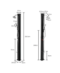 Gouun Solar Heated Outdoor Shower, 7.2 ft, 9.3-Gallon with Hand and Foot Tap