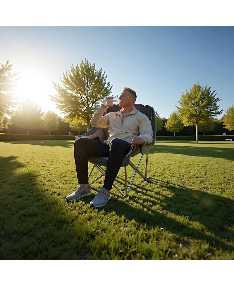 Mecale Oversized Padded Camping Chair 450 lbs with Dual Cup Holders