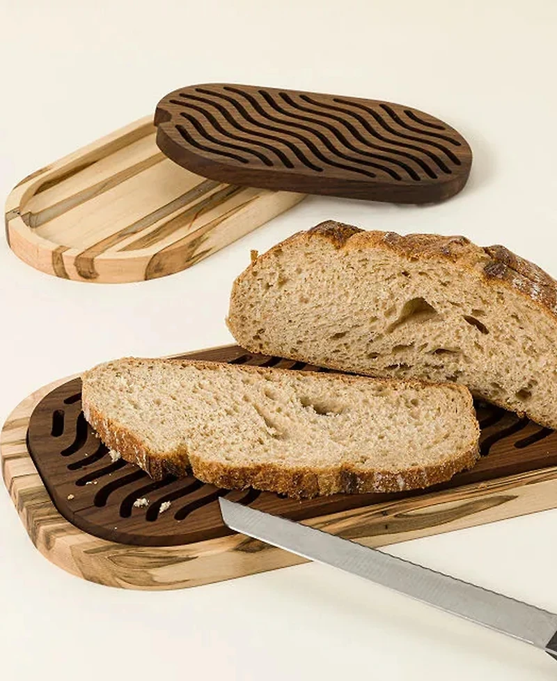 Uncommon Goods Artisan Bread Board With Crumb Tray