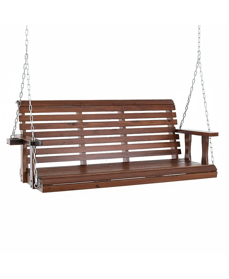 Gouun 5.5 feet Cedar Porch Swing with Hanging Chains, 880 lbs Capacity