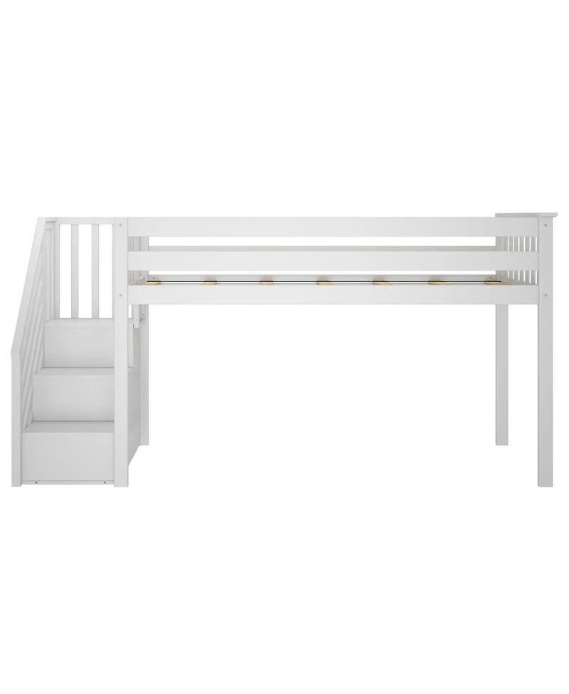 Max & Lily Twin Low Loft Bed with Staircase