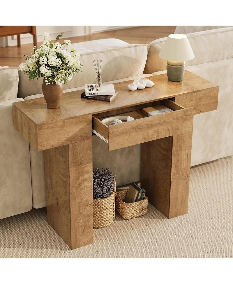 gaomon 47 in Long Console Table with Drawer, Wooden Rectangular Sofa Table Behind The Couch