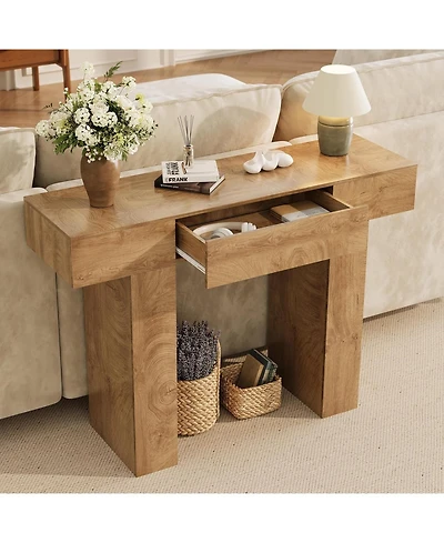 gaomon 47 in Long Console Table with Drawer, Wooden Rectangular Sofa Table Behind The Couch