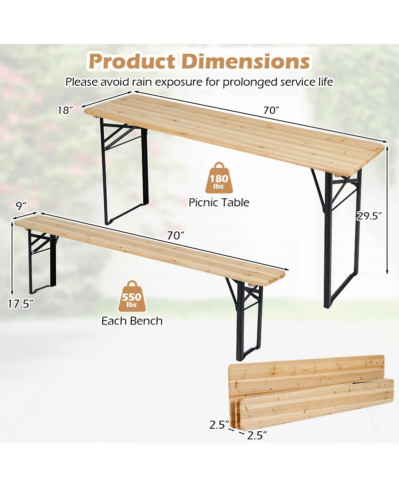 Slickblue Folding Picnic Table with Benches for 6 Portable Camping Table