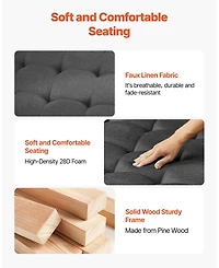 Sugift Large Square Ottoman Coffee Table, 34.5" Tufted with Wood Shelf Storage