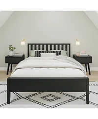 Max & Lily Scandinavian Bed Frame, Solid Wood Platform with Headboard for Kids