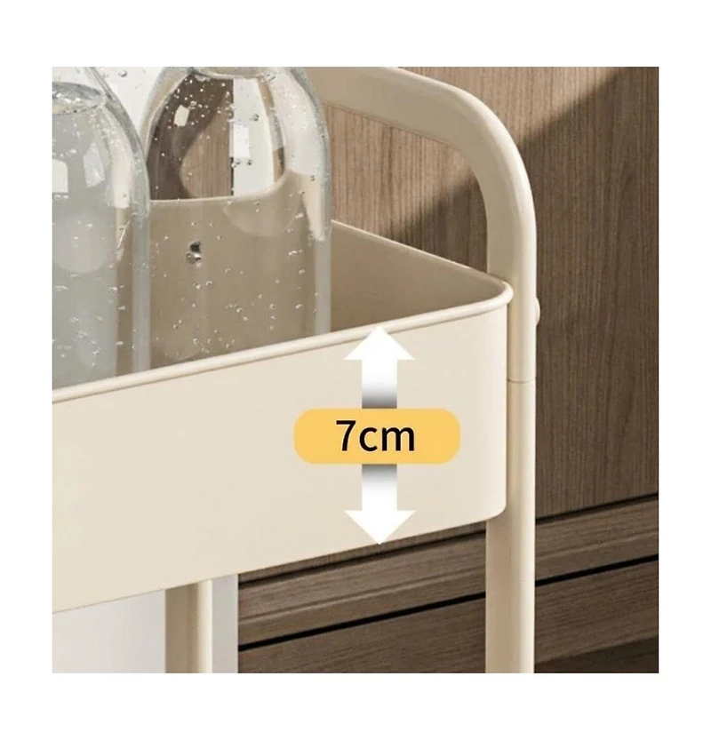 gaomon 3-Tier Rolling Cart w/Wooden Tabletop, Utility Cart w/Lockable Wheels, Multipurpose Storage Organizer Trolley for Kitchen, Office