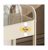 gaomon 3-Tier Rolling Cart w/Wooden Tabletop, Utility Cart w/Lockable Wheels, Multipurpose Storage Organizer Trolley for Kitchen, Office