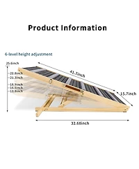 Aostirmotor Adjustable Dog Ramp for Couch, 6 Heights 14"-25" with Non-Slip Pad, Portable Stable Pet Steps for Small Dogs, Sofa and Stairs